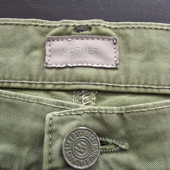 Mother The Insider Crop Step Fray Jeans Army Green Sz 27 - Picture 5 of 8